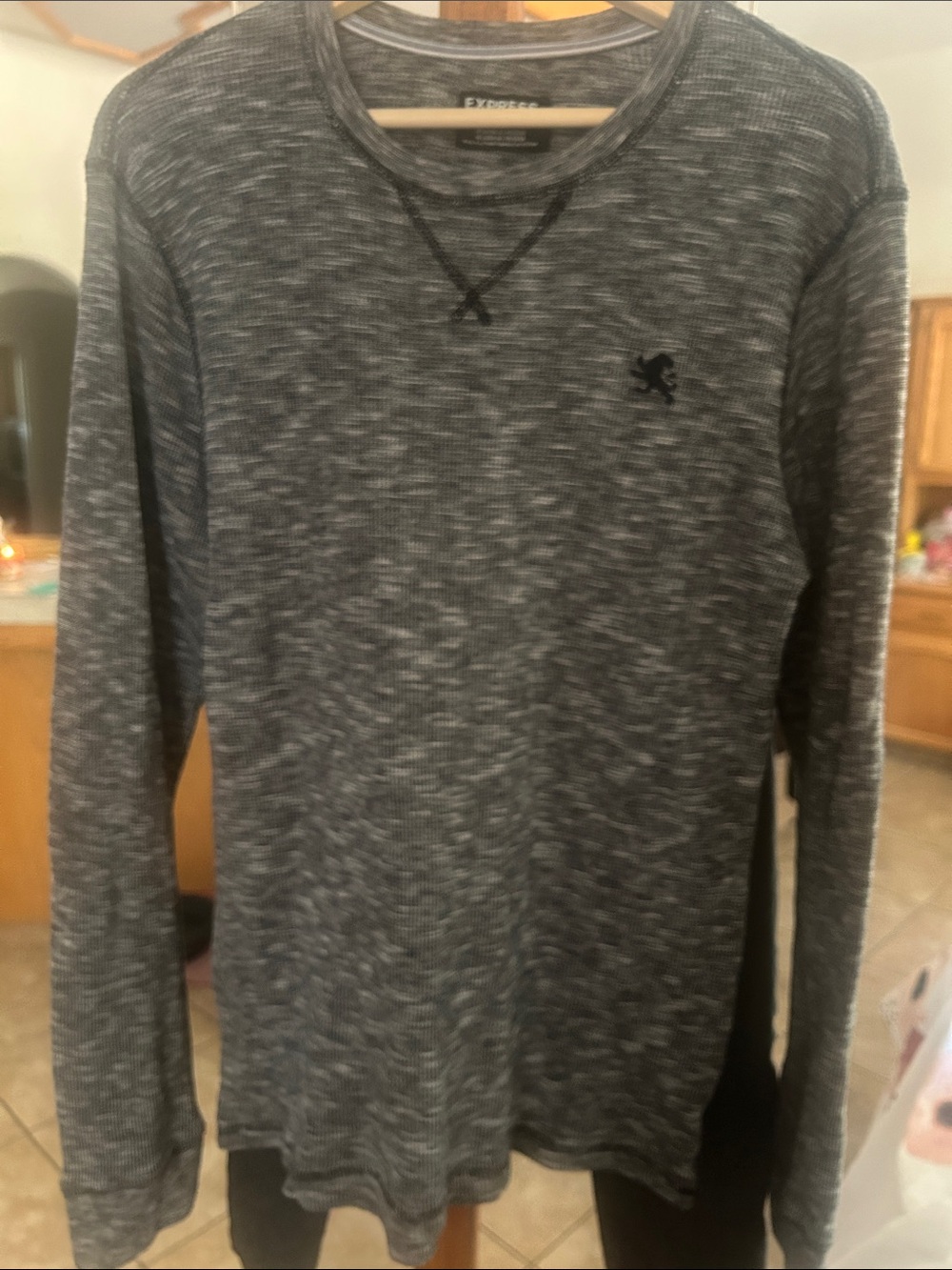 Express Men's Long Sleeve Heathered Charcoal Crewneck VGUC